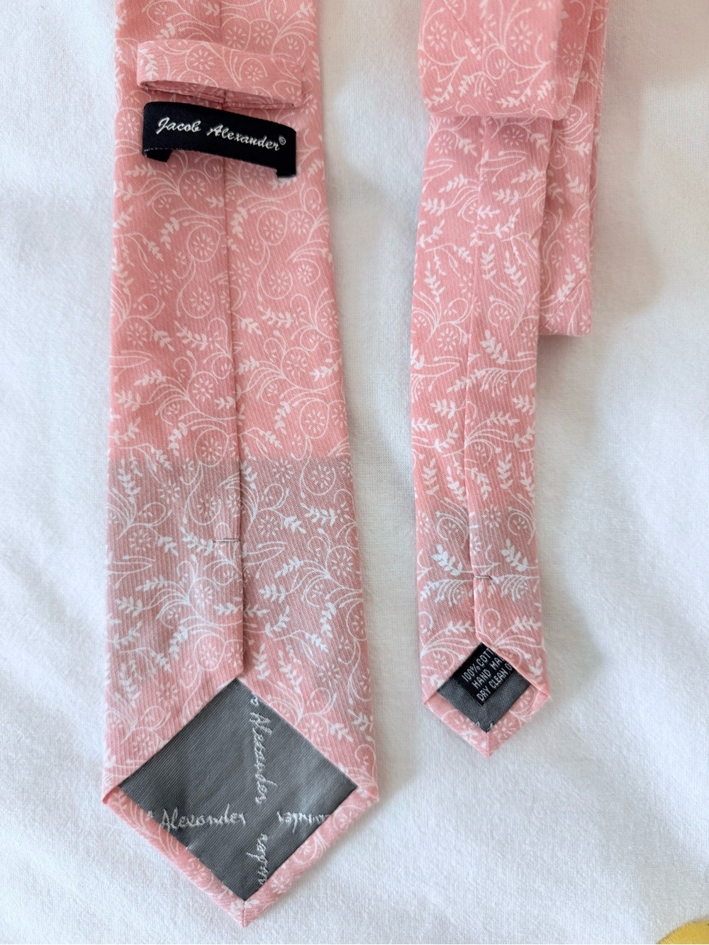 ✨ Jacob Alexander Pink Floral Cotton Tie & Pocket Square Set Wedding Groom ✨ - Picture 5 of 16